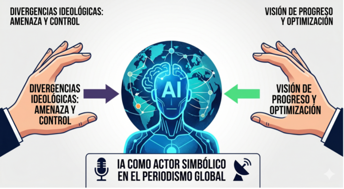 La inteligencia artificial comoactor simbólico: Divergencias ideológicas en el periodismo global. Imagen generada con IA La inteligencia artificial como actor simbólico: Divergencias ideológicas en el periodismo global
